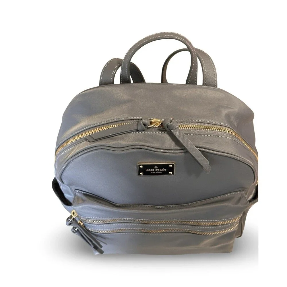 Kate Spade NEW ✨🩶♠️Large Wilson Road Bradley backpack in grey nylon Unused - Picture 9 of 16